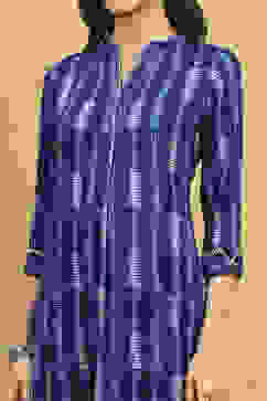 Indigo Printed Straight Kurta image number 1