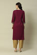 Purple LIVA Straight Printed Kurta image number 4