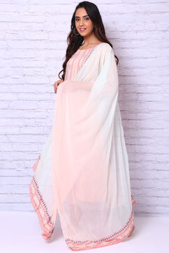 Peach And Green Polyester Chiffon Dupatta image number 3