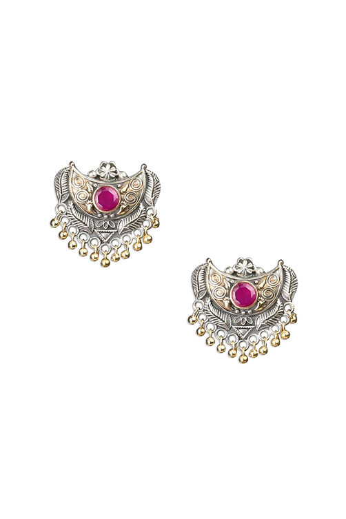 Dark Pink Stone Earrings image number 1