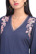 Navy Blue Flared Rayon Suit Set image number 1