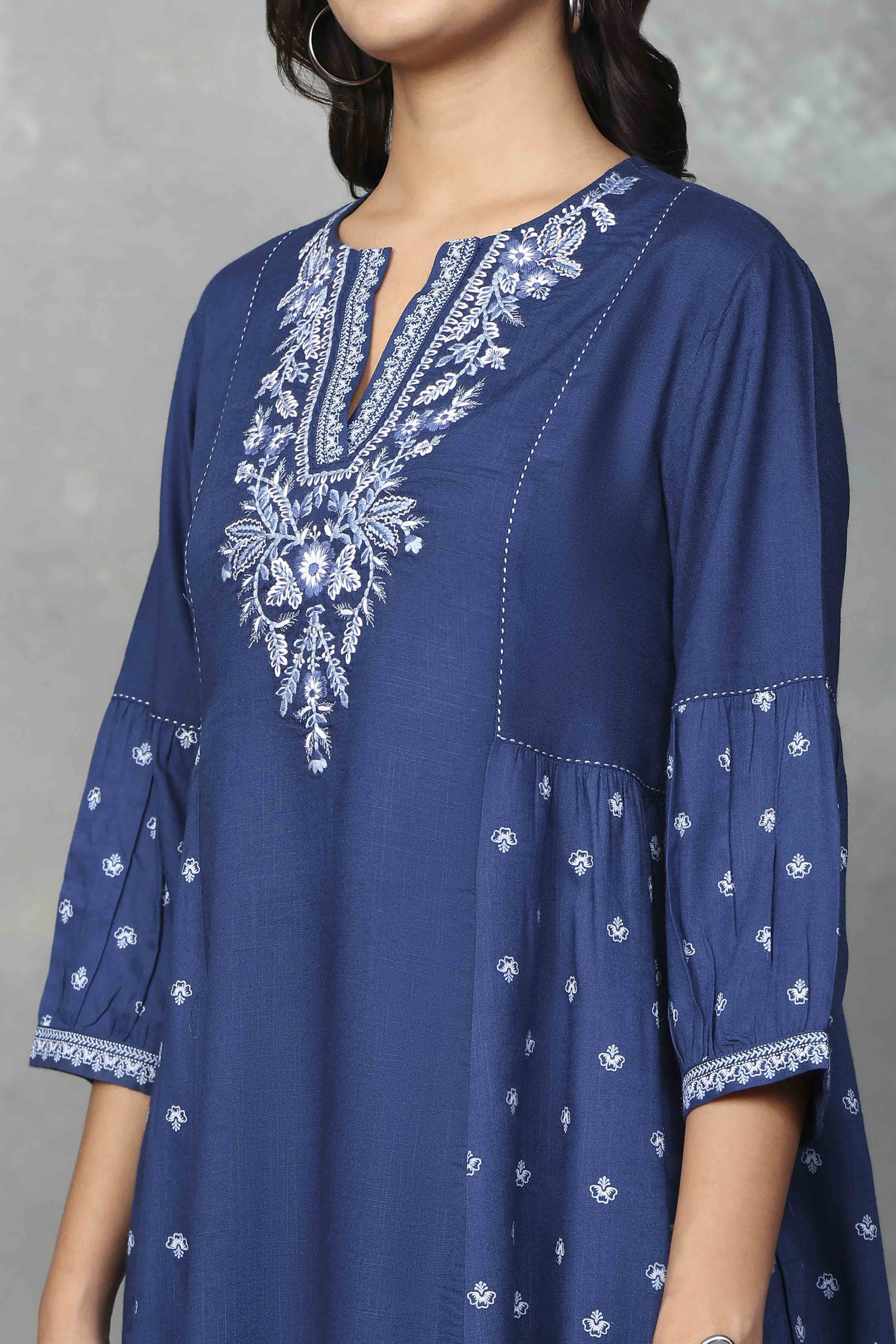 Blue Rayon A-Line Dresses image number 1