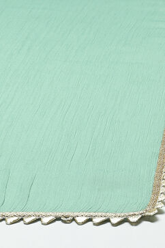 Green Cotton Blend Yard-dyed Kurta & Pants Suit Set image number 3