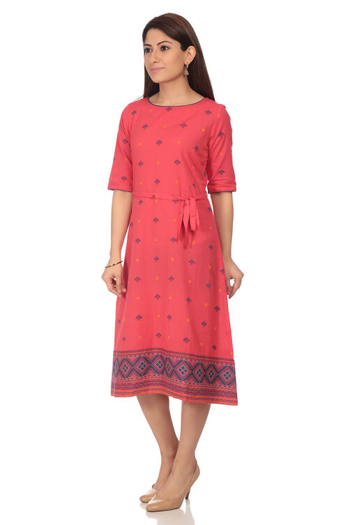 Coral A Line Cotton Dress image number 2