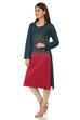 Teal Blue Straight Poly Cotton Kurta image number 3