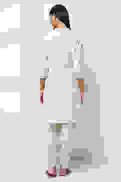 Ivory Cotton Gathered Kurta Set image number 4