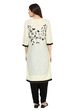 Beige Straight Cotton Kurta image number 3