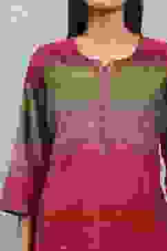 Fuchsia Viscose Blend Solid Straight Suit Set image number 1