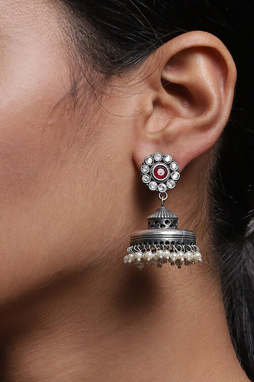 Red Metal Brass Earrings image number 1