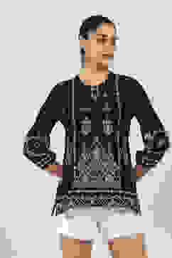 Black Rayon Straight Tops image number 6