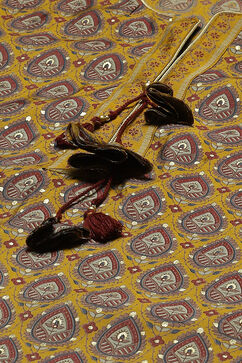 Yellow Cotton Blend Woven Straight Kurta Suit Set image number 1