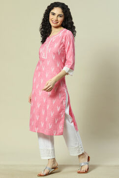 Pink Viscose Blend Straight Kurta image number 2