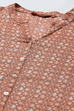 Rust LIVA Straight Printed Kurta image number 1