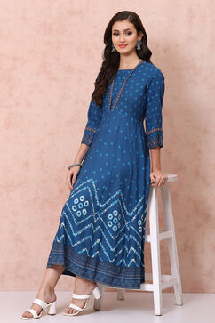 Indigo LIVA Kalidar Dress image number 5