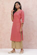 Magenta Cambric Cotton Straight Kurta image number 2