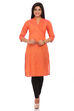 Orange Cotton Straight Kurta image number 0