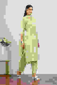 Yellow Viscose Polyester Straight Suit Sets image number 5