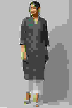 Green Cotton Staight Kurta image number 6