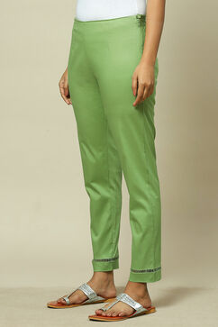 Lime Green Cotton Blend Slim Pant image number 2