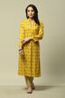 Lime Green LIVA Straight Printed Kurta image number 5