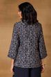 Blue Viscose Blend Regular Printed Top image number 4