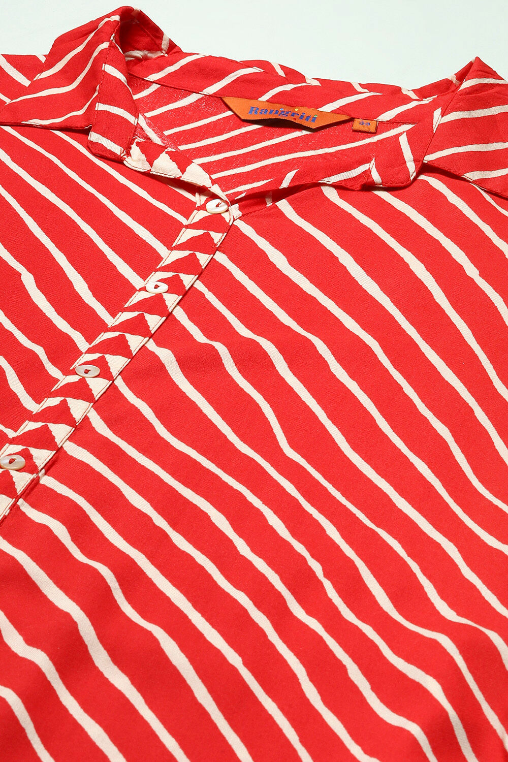Red Striped Straight Kurta Set image number 1