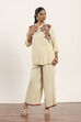 Ecru Viscose Rayon Straight Kurta Pants Set image number 6