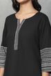 Black Cotton Blend Solid Straight Kurta image number 1