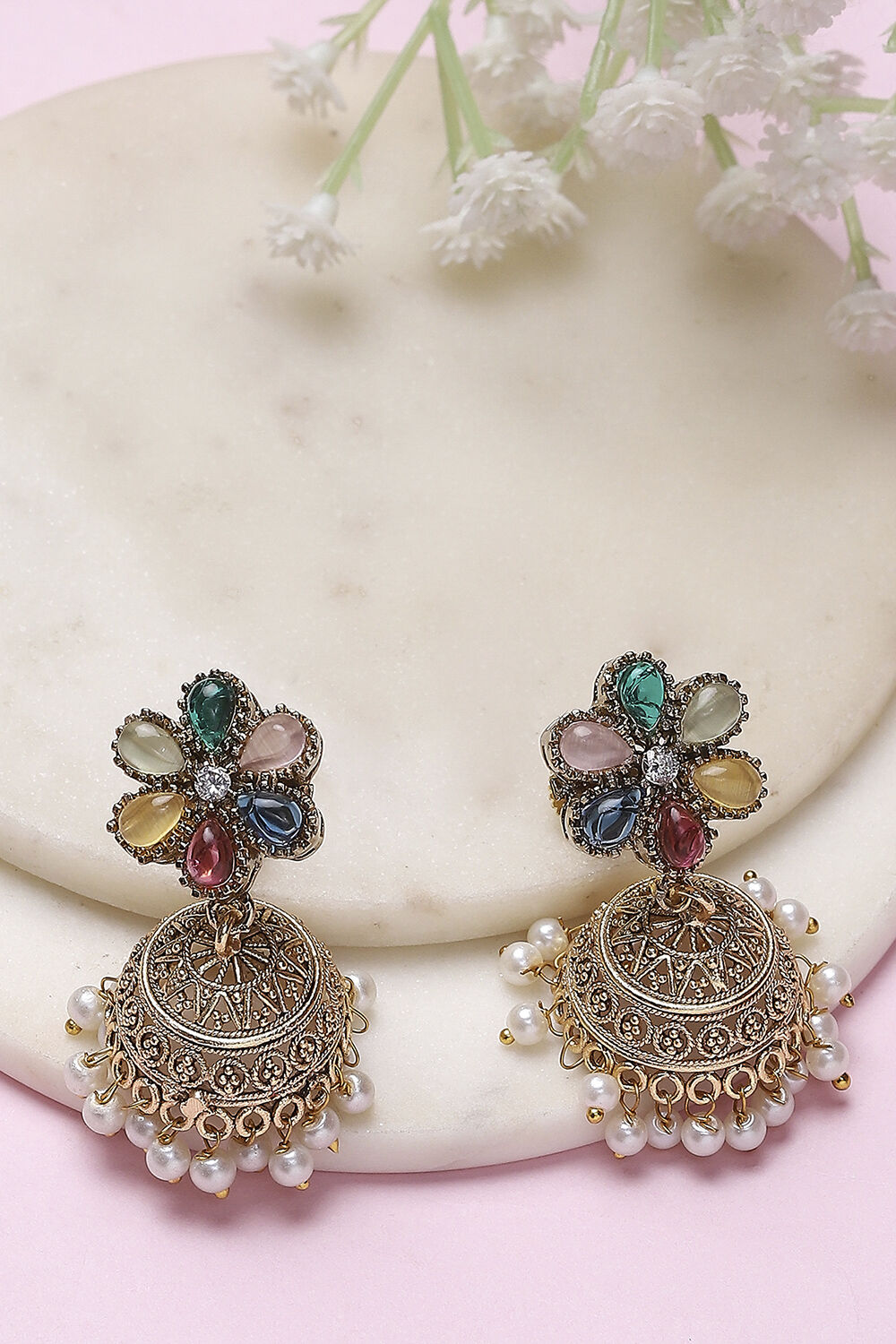 Multicolor Brass Jhumka image number 0
