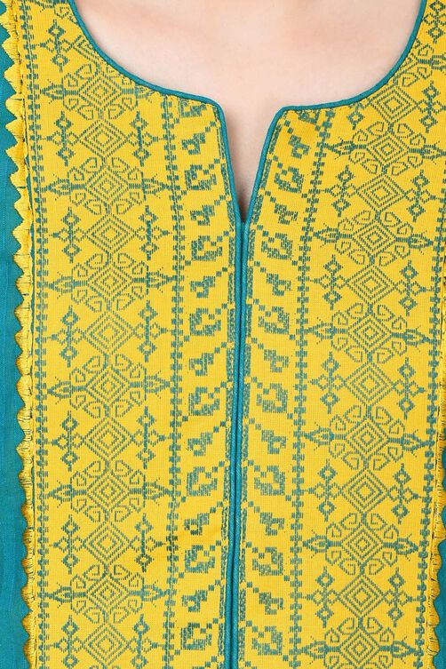 Green Straight Poly Cotton Kurta image number 5