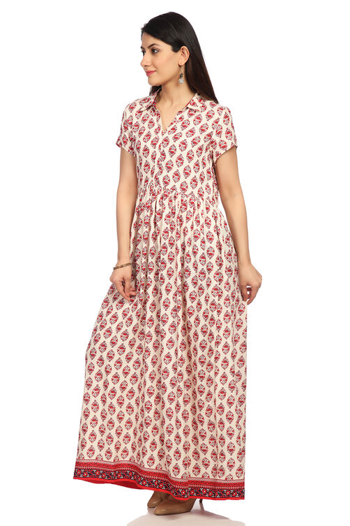 Red Flared Viscose Dress image number 2
