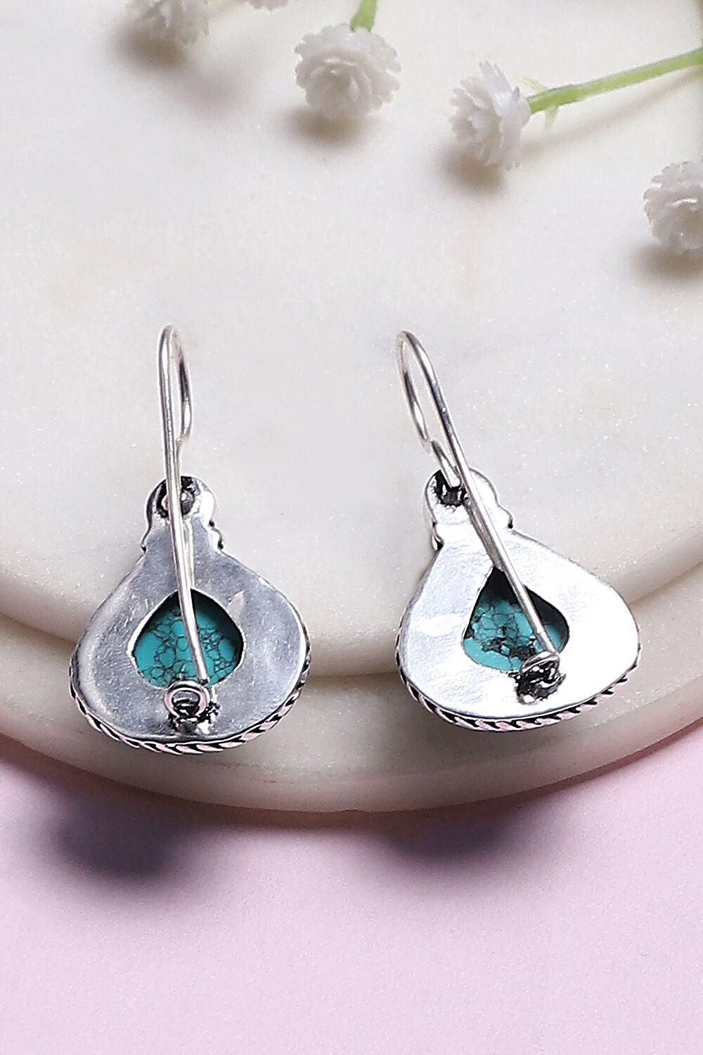 Turquoise Brass Jhumka image number 2