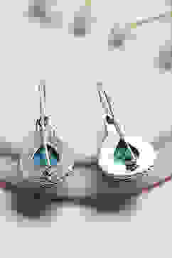 Turquoise Brass Jhumka image number 2