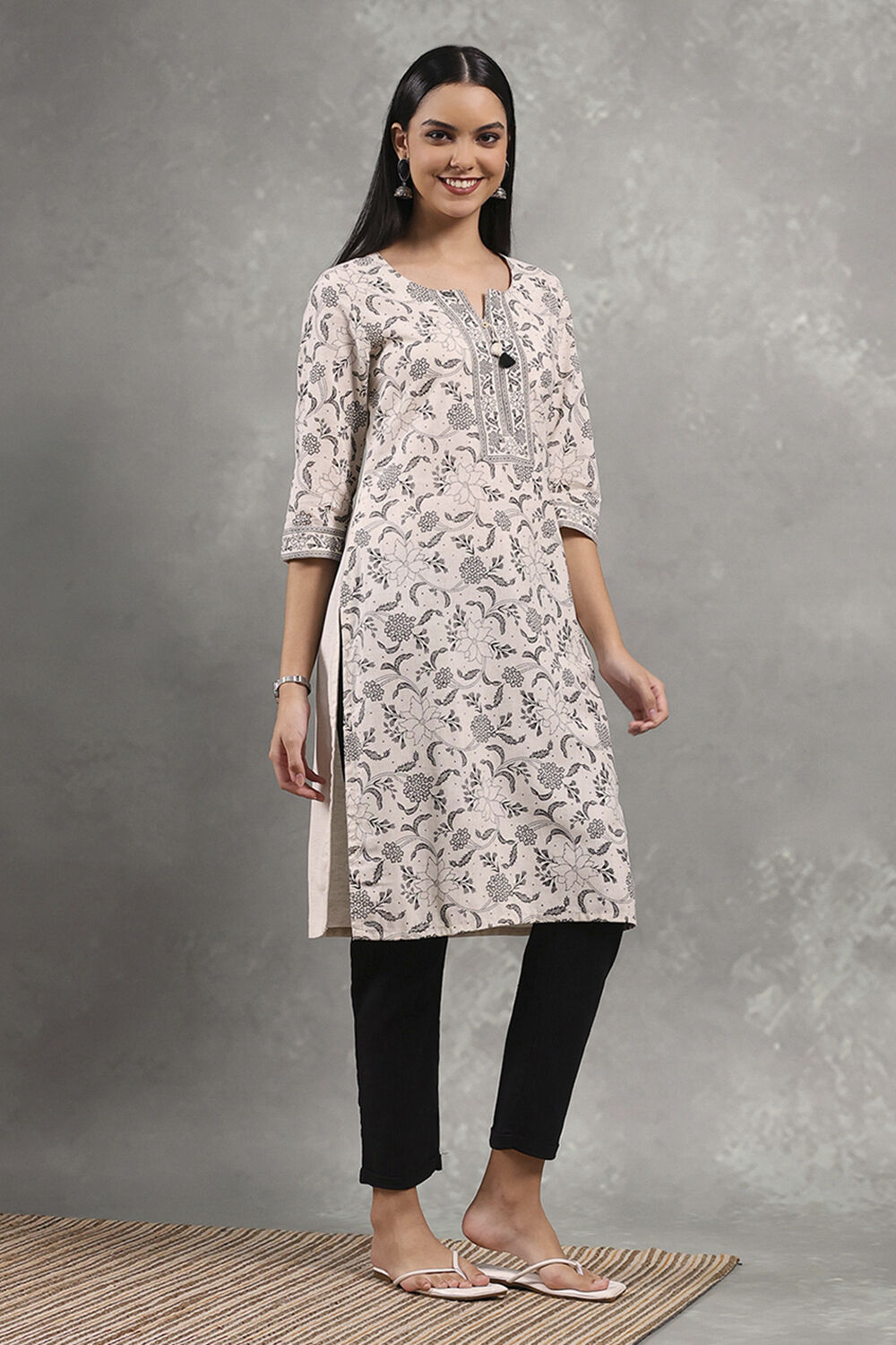Natural Viscose Rayon Printed Straight Kurta image number 4