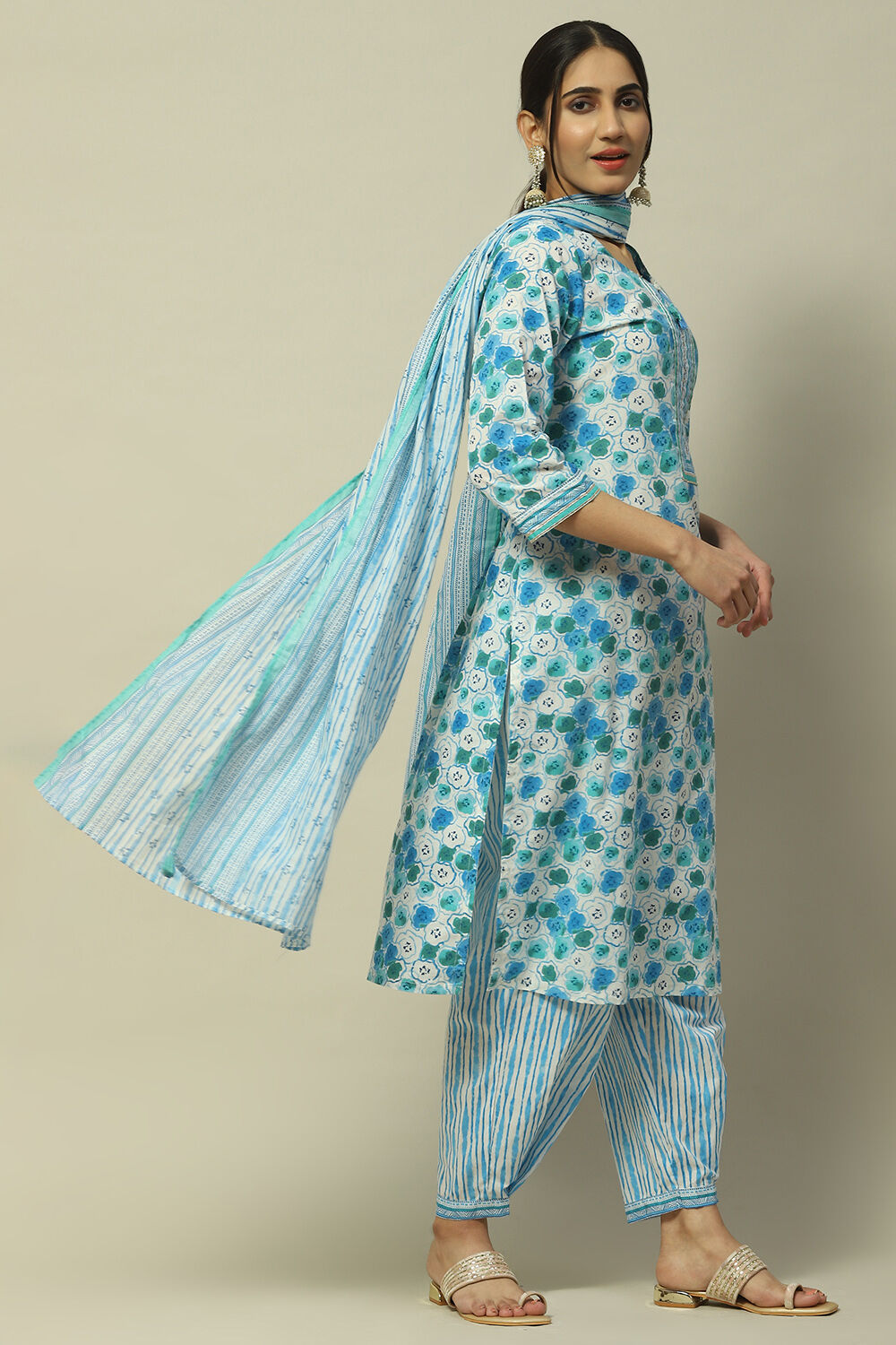 Pink Voile Straight Suit Set image number 6