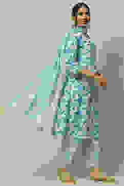 Blue Cambric Straight Suit Set image number 6