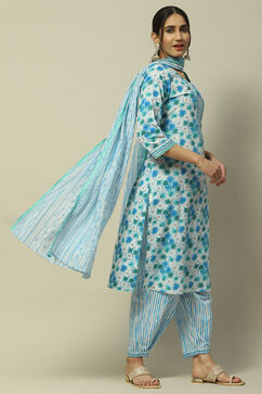 Blue Cambric Straight Suit Set image number 6