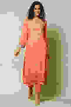 Pink LIVA Straight Printed Kurta image number 5