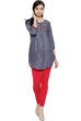 Grey Straight Cotton Short Kurti image number 4