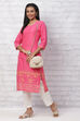 Pink Cambric Cotton Straight Kurta image number 0