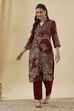 Blue Viscose Blend Straight Printed Kurta Pants Set image number 6