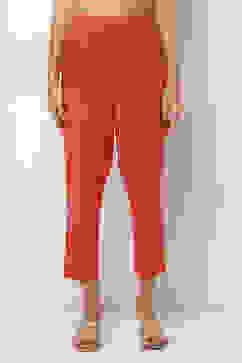 Coral Cotton Lycra Solid Regular Pants image number 5
