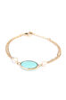 Oval Turquiose And Pearl With Golden Chain Bracelet image number 1