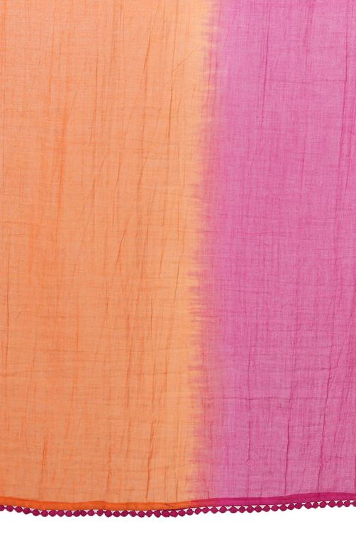 Pink & Orange Cotton Stole image number 4