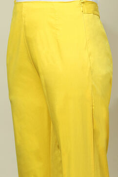 Yellow Cotton Blend Slim Pant image number 1
