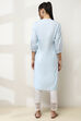 Blue Cotton Yarn-Dyed Straight Kurta image number 3