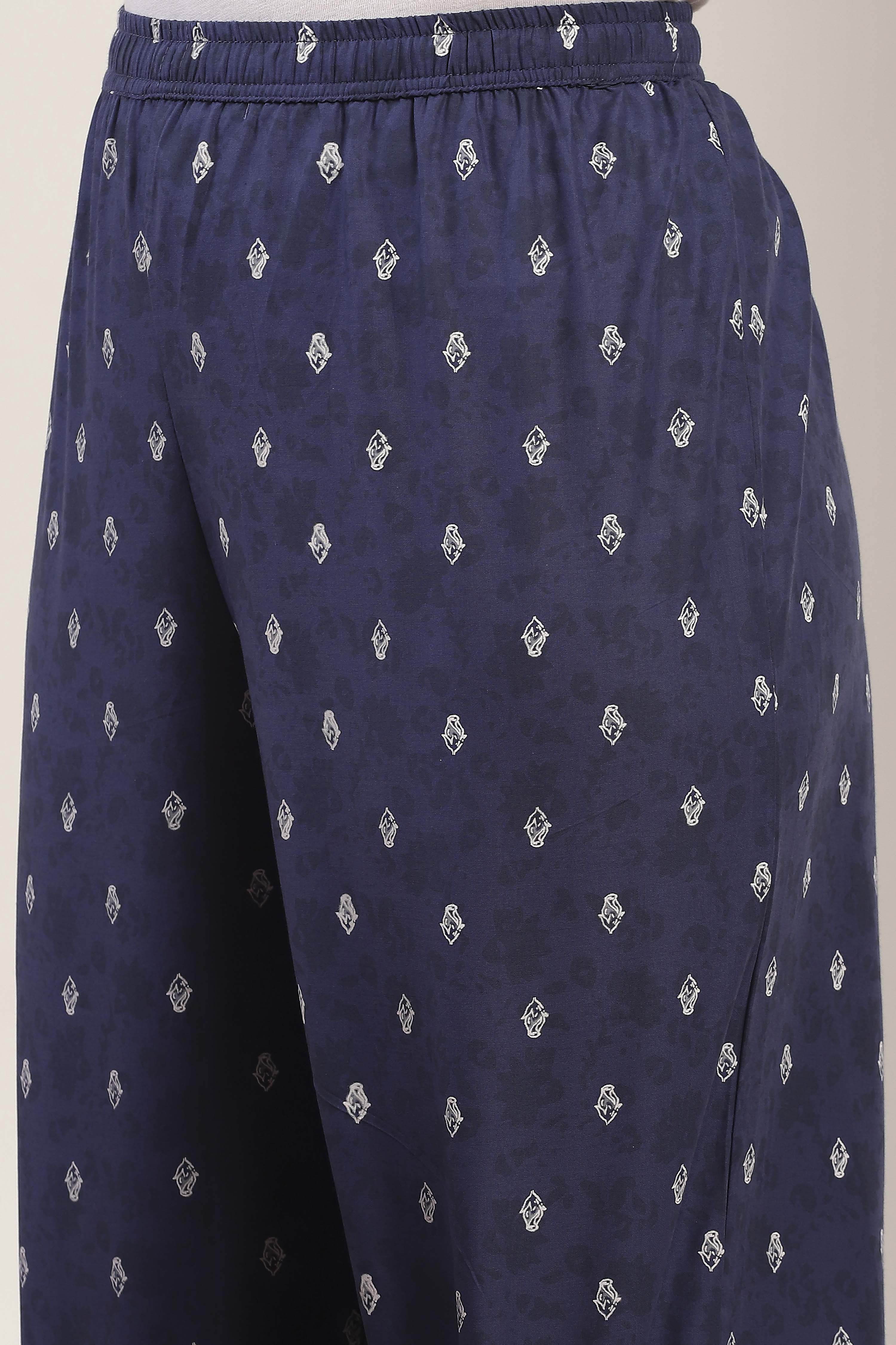 Blue Cotton Straight Suit Sets image number 2