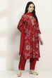 Red Viscose Blend Straight Set image number 5