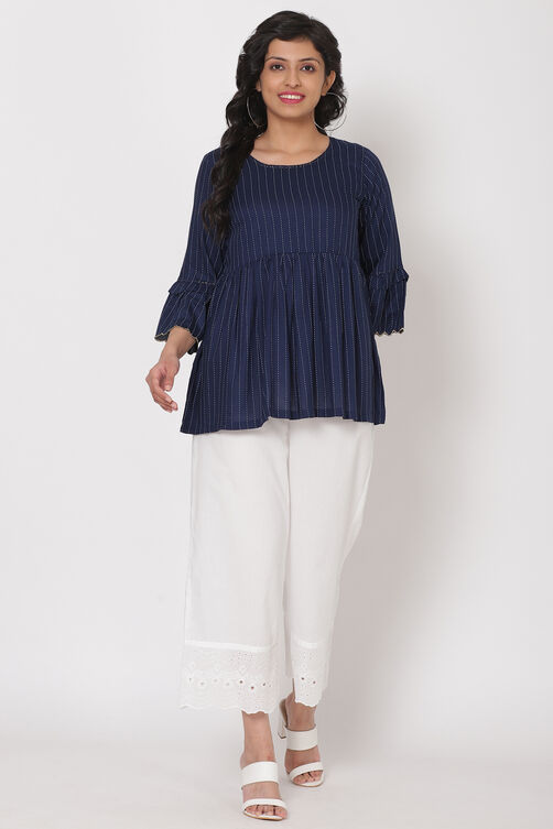 Black Cotton Palazzo Pants image number 4