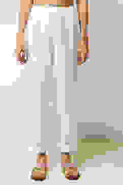 White Cotton Printed Regular Pants image number 4